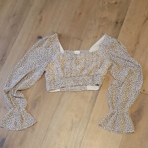 Animal Print Altar'd State Crop Top With Long Sleeves Size Small